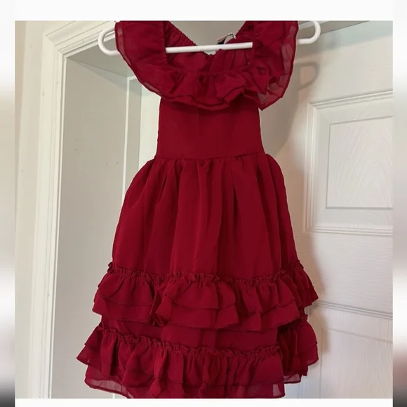 Burgundy baby girls ruffle dress size 12-18 months - Picture 5 of 6